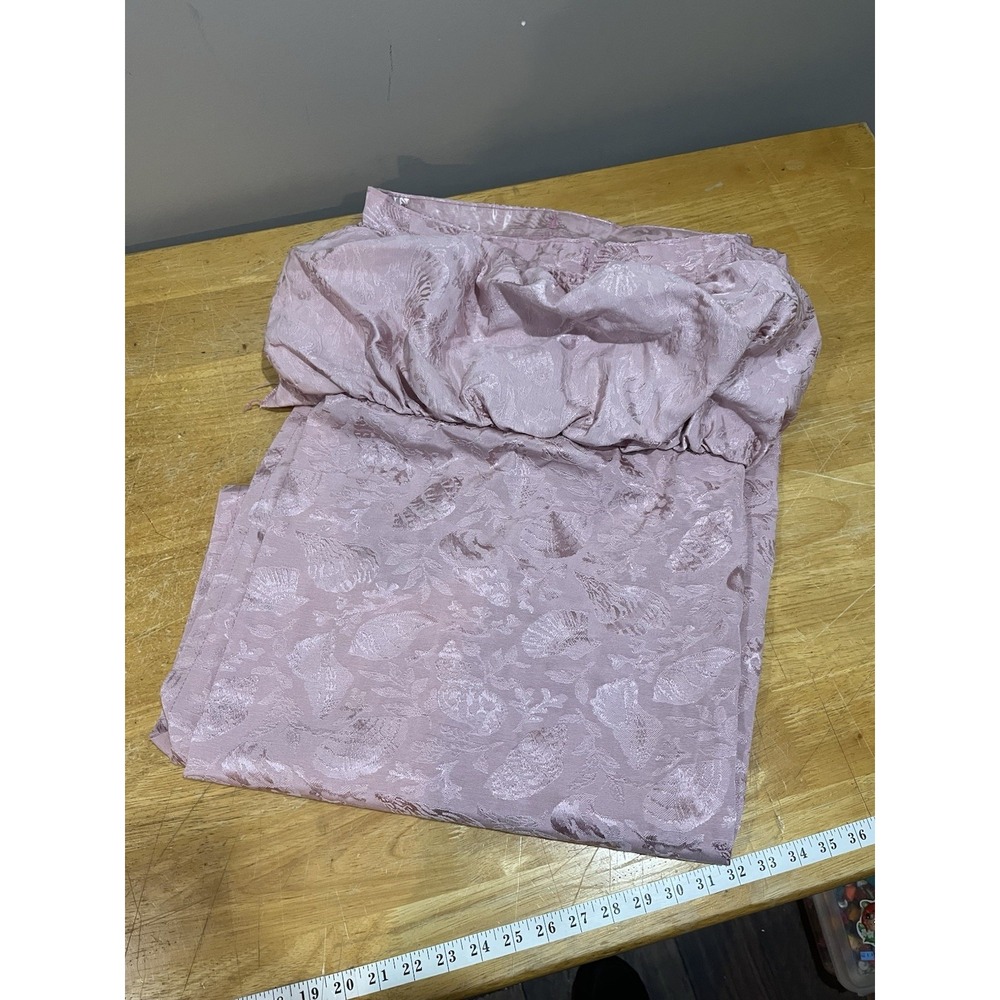 Vtg‎ Springs Rose Pink Embossed Shells Shower Curtain Ruffled Valance 70x72"